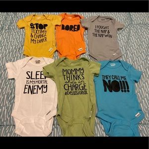 Onesies NB Lot of 6 Various Colors and Sayings